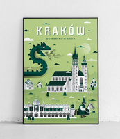 Kraków - Plakat Miasta - zielony