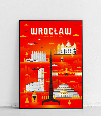 Wrocław - Plakat Miasta - czerwony