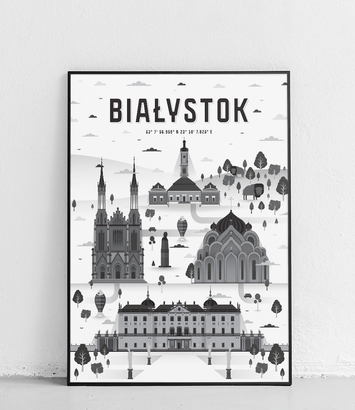 Białystok - Plakat Miasta - biało-czarny