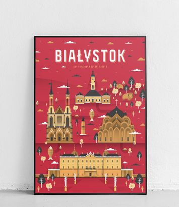 Białystok - Plakat Miasta - czerwony 
