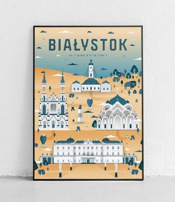Białystok - Plakat Miasta - żółto-niebieski
