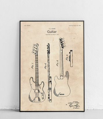 Gitara basowa Fender - plakat