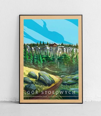 Gór Stołowych Park Narodowy - plakat - vintage