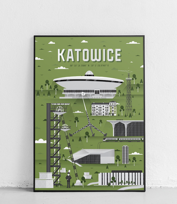 Katowice - Plakat Miasta - zielony