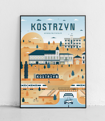 Kostrzyn - Plakat Miasta - żółto-niebieski