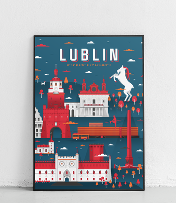 Lublin - Plakat Miasta - ciemnoniebieski