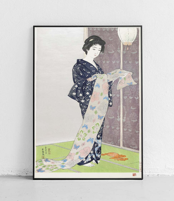 Młoda kobieta w letnim kimono - plakat 