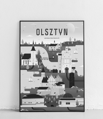Olsztyn - Plakat Miasta - czarno-biały 