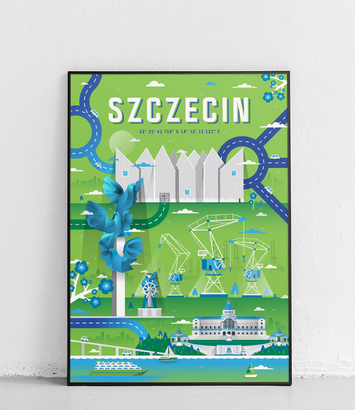 Szczecin - Plakat Miasta - zielony 