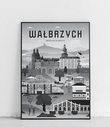 Wałbrzych - Plakat Miasta - czarno-biały
