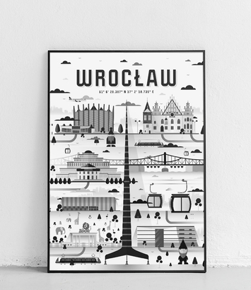 Wrocław - Plakat Miasta - wersja 2 - czarno-biały 