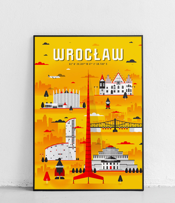 Wrocław - Plakat Miasta - żółty 