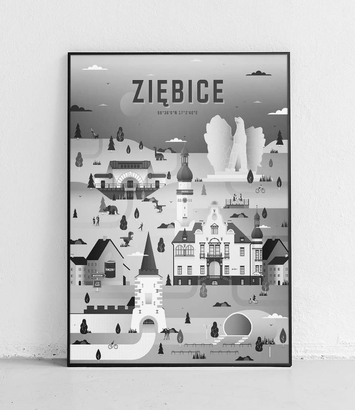 Ziębice - Plakat Miasta - czarno-biały