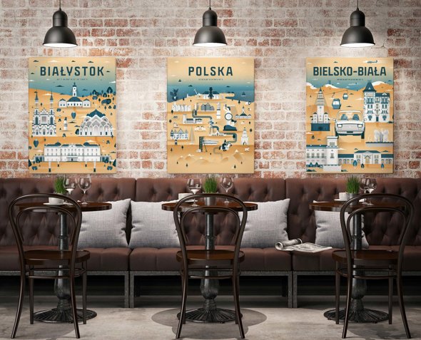 Białystok - Plakat Miasta - żółto-niebieski