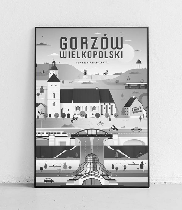 Gorzów Wielkopolski - Plakat Miasta - czarno-biały