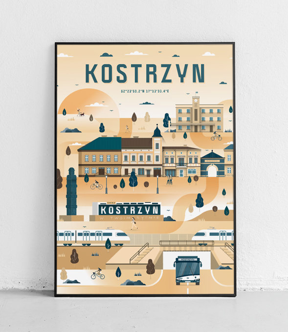 Kostrzyn - Plakat Miasta - jasnoniebieski