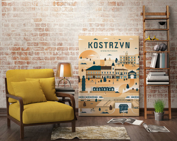 Kostrzyn - Plakat Miasta - pomarańczowy
