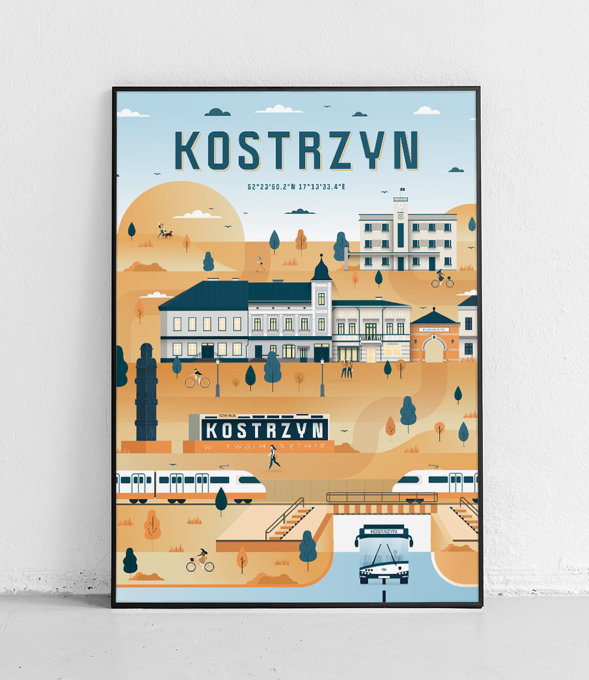 Kostrzyn - Plakat Miasta - żółto-niebieski