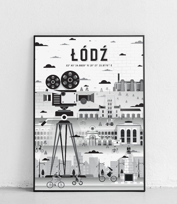 Łódź - Plakat Miasta - czarno-biały