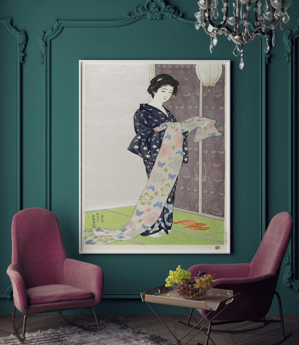 Młoda kobieta w letnim kimono - plakat 
