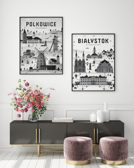 Polkowice - Plakat Miasta - czarno-biały 