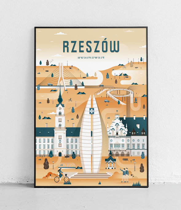 Rzeszów - Plakat Miasta - żółto-niebieski