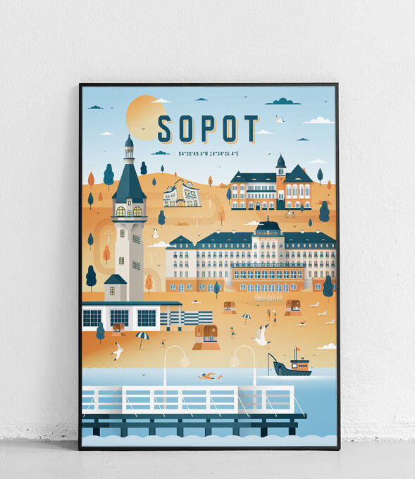 Sopot - Plakat Miasta - jasnoniebieski