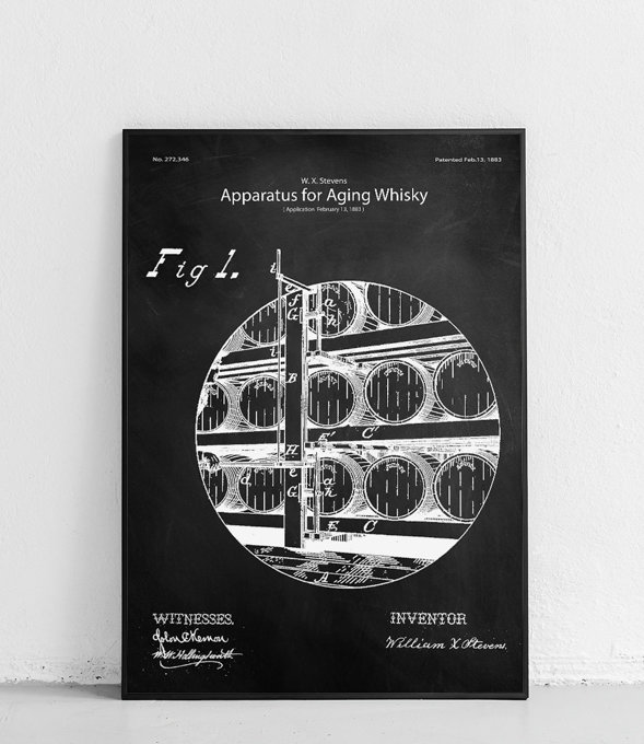 Urządzenie wspomagające leżakowanie whiskey - plakat