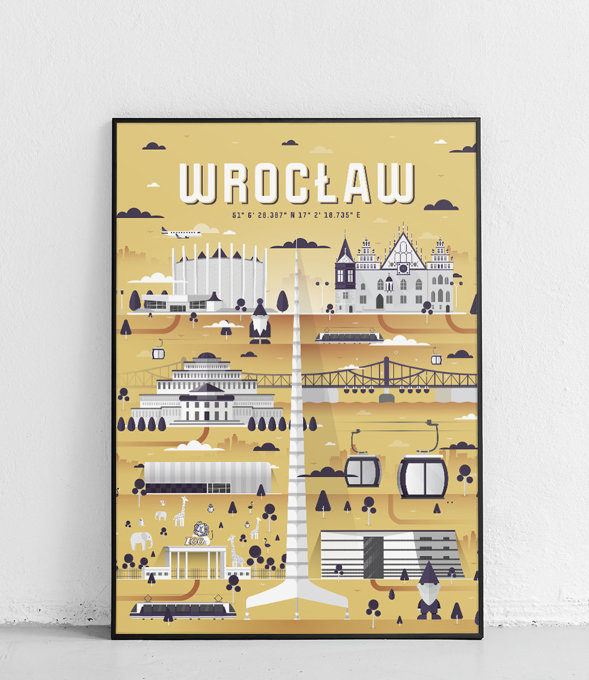 Wrocław - Plakat Miasta - wersja 2 - jasny żółty 