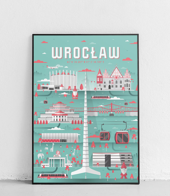 Wrocław - Plakat Miasta - wersja 2 - seledynowy 