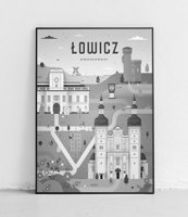 Łowicz - Plakat Miasta - czarno-biały