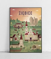 Ziębice - Plakat Miasta - zielono-brązowy